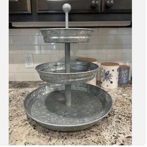 Pottery Barn galvanized metal 3 tiered stand
